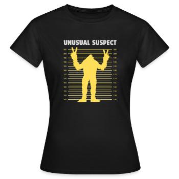 Unusual suspect - Women's T-Shirt - black - Front - AI Model Female 172 dark (172cm)