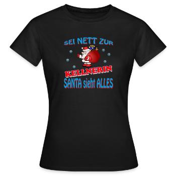 SERVEUSE DU PÈRE NOËL - T-shirt Femme - noir - Devant - AI Model Female 172 dark (172cm)