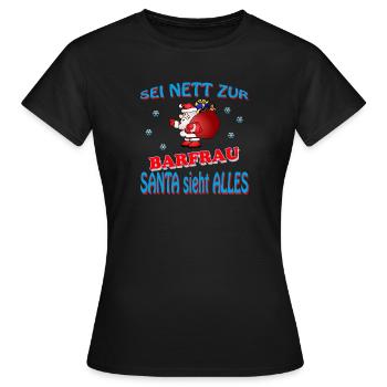 SANTA BARFRAU - Frauen T-Shirt - Schwarz - Vorne - AI Model Female 172 dark (172cm)