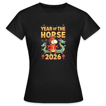 Nouvel An chinois du cheval 2026 - T-shirt Femme - noir - Devant - AI Model Female 172 dark (172cm)