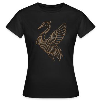 Art Deco - Reiher - Frauen T-Shirt - Schwarz - Vorne - AI Model Female 172 dark (172cm)