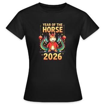 Nouvel An chinois du cheval 2026 - T-shirt Femme - noir - Devant - AI Model Female 172 dark (172cm)