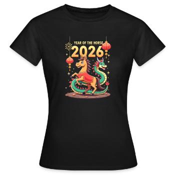 Nouvel An chinois du cheval 2026 - T-shirt Femme - noir - Devant - AI Model Female 172 dark (172cm)
