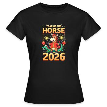 Nouvel An chinois du cheval 2026 - T-shirt Femme - noir - Devant - AI Model Female 172 dark (172cm)