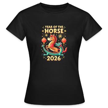 Nouvel An chinois du cheval 2026 - T-shirt Femme - noir - Devant - AI Model Female 172 dark (172cm)