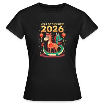 Nouvel An chinois du cheval 2026 - T-shirt Femme - noir - Devant - AI Model Female 172 dark (172cm)