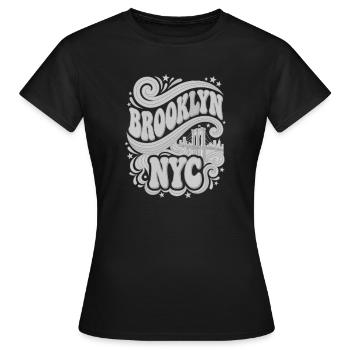 Brooklyn NYC - Gris Bridge rétro des années 70 - T-shirt Femme - noir - Devant - AI Model Female 172 dark (172cm)
