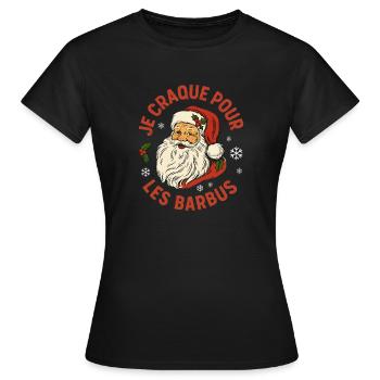 I'm crazy about vintage bearded Santas. - Women's T-Shirt - black - Front - AI Model Female 172 dark (172cm)