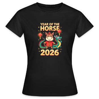 Nouvel An chinois du cheval 2026 - T-shirt Femme - noir - Devant - AI Model Female 172 dark (172cm)