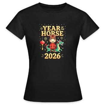 Nouvel An chinois du cheval 2026 - T-shirt Femme - noir - Devant - AI Model Female 172 dark (172cm)