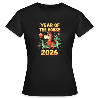 Nouvel An chinois du cheval 2026 - T-shirt Femme - noir - Devant - AI Model Female 172 dark (172cm)