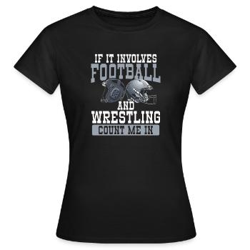Mélange de football américain et de lutte - T-shirt Femme - noir - Devant - AI Model Female 172 dark (172cm)