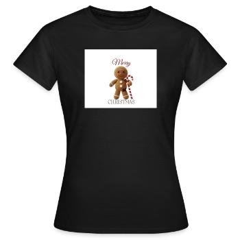 Lebkuchenmann mit Zuckerstange - Frauen T-Shirt - Schwarz - Vorne - AI Model Female 172 dark (172cm)