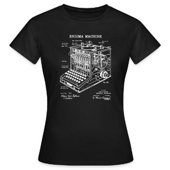 Enigma Machine Blueprint - Women's T-Shirt - black - Front - AI Model Female 172 dark (172cm)