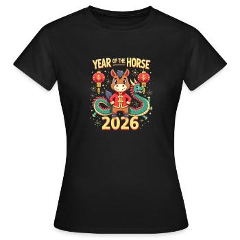Nouvel An chinois du cheval 2026 - T-shirt Femme - noir - Devant - AI Model Female 172 dark (172cm)