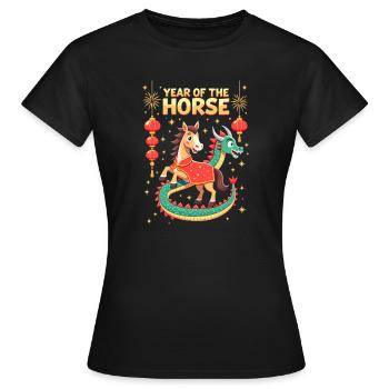 Nouvel An chinois du cheval 2026 - T-shirt Femme - noir - Devant - AI Model Female 172 dark (172cm)