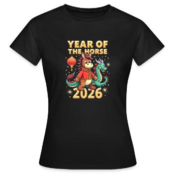 Nouvel An chinois du cheval 2026 - T-shirt Femme - noir - Devant - AI Model Female 172 dark (172cm)