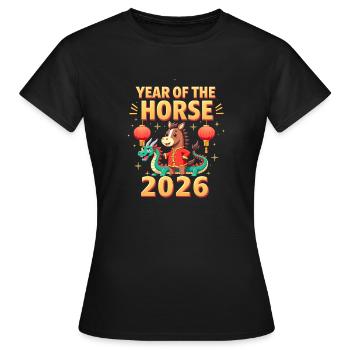 Nouvel An chinois du cheval 2026 - T-shirt Femme - noir - Devant - AI Model Female 172 dark (172cm)