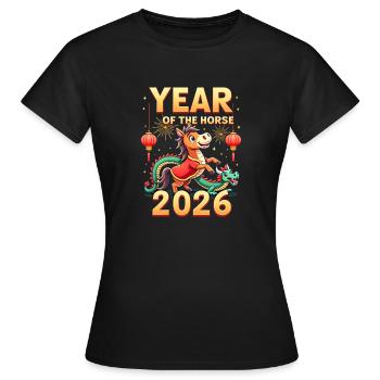 Nouvel An chinois du cheval 2026 - T-shirt Femme - noir - Devant - AI Model Female 172 dark (172cm)