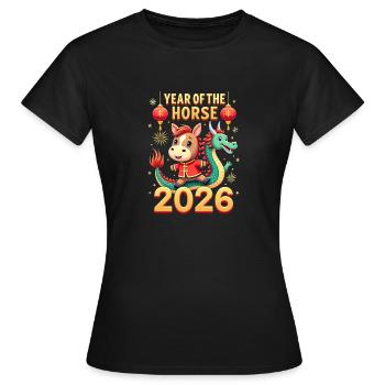 Nouvel An chinois du cheval 2026 - T-shirt Femme - noir - Devant - AI Model Female 172 dark (172cm)
