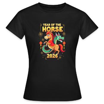 Nouvel An chinois du cheval 2026 - T-shirt Femme - noir - Devant - AI Model Female 172 dark (172cm)