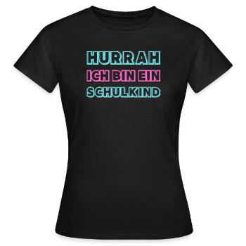Hooray Schoolchild Neon Lettering Girl - Women's T-Shirt - black - Front - AI Model Female 172 dark (172cm)