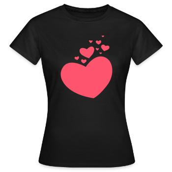 Petits et grands cœurs - T-shirt Femme - noir - Devant - AI Model Female 172 dark (172cm)