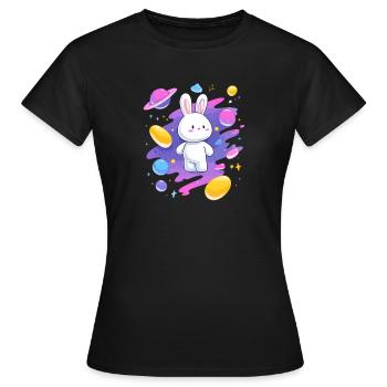 Galactic Rabbit in the Nebula - Women's T-Shirt - black - Front - AI Model Female 172 dark (172cm)