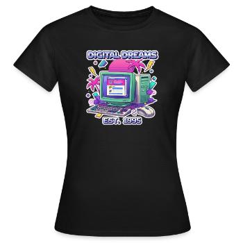 Digital Dreams 1995 – Vintage PC Design - Women's T-Shirt - black - Front - AI Model Female 172 dark (172cm)