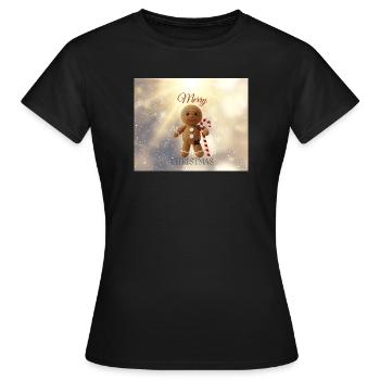 Noël du bonhomme en pain d’épices avec des cannes d’orge d’orge - T-shirt Femme - noir - Devant - AI Model Female 172 dark (172cm)