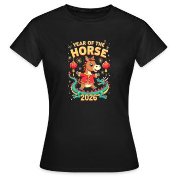 Nouvel An chinois du cheval 2026 - T-shirt Femme - noir - Devant - AI Model Female 172 dark (172cm)