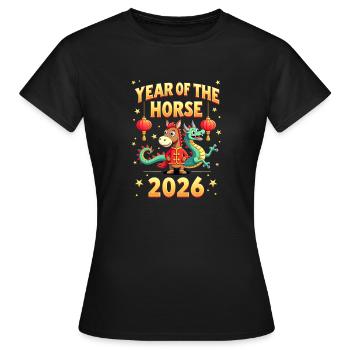 Nouvel An chinois du cheval 2026 - T-shirt Femme - noir - Devant - AI Model Female 172 dark (172cm)