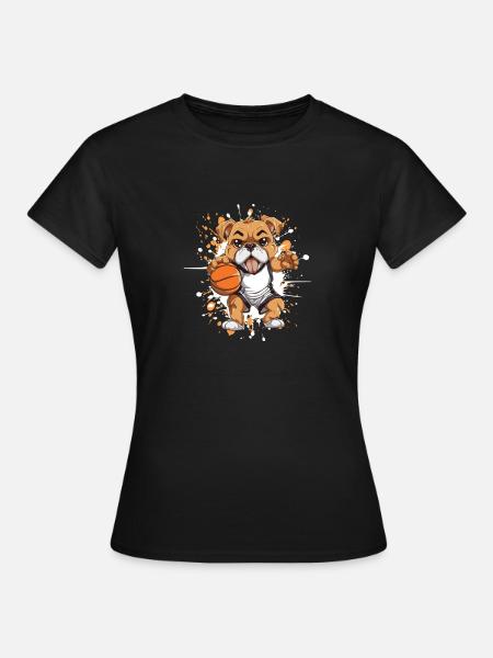 Basketball Bulldog im Comicstil - Frauen T-Shirt - Schwarz