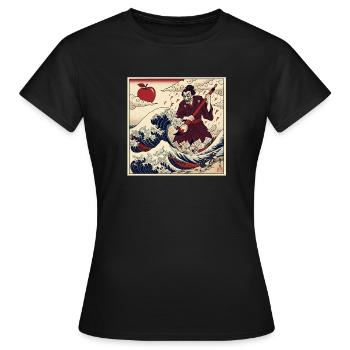 F Notes du professeur samouraï Vague de tsunami - T-shirt Femme - noir - Devant - AI Model Female 172 dark (172cm)