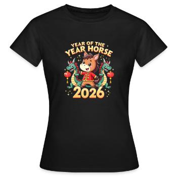Nouvel An chinois du cheval 2026 - T-shirt Femme - noir - Devant - AI Model Female 172 dark (172cm)