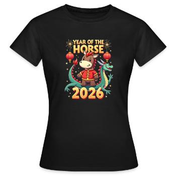 Nouvel An chinois du cheval 2026 - T-shirt Femme - noir - Devant - AI Model Female 172 dark (172cm)