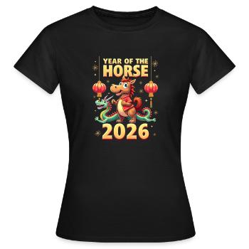 Nouvel An chinois du cheval 2026 - T-shirt Femme - noir - Devant - AI Model Female 172 dark (172cm)