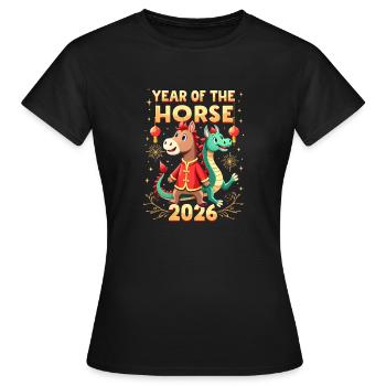 Nouvel An chinois du cheval 2026 - T-shirt Femme - noir - Devant - AI Model Female 172 dark (172cm)