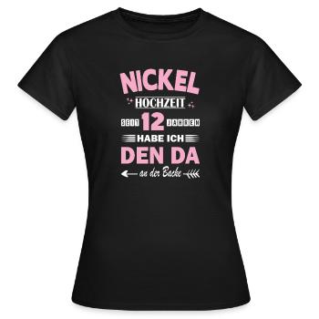 Nickel Mariage 12e anniversaire de mariage Épouse - T-shirt Femme - noir - Devant - AI Model Female 172 dark (172cm)