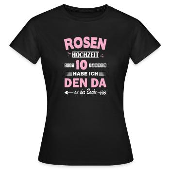Mariage Rose 10e anniversaire de mariage épouse - T-shirt Femme - noir - Devant - AI Model Female 172 dark (172cm)