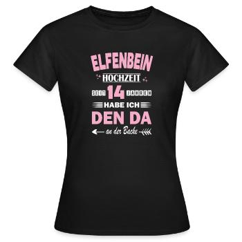 Elfenbeinhochzeit 14 Hochzeitstag Jahrestag Ehe - Frauen T-Shirt - Schwarz - Vorne - AI Model Female 172 dark (172cm)