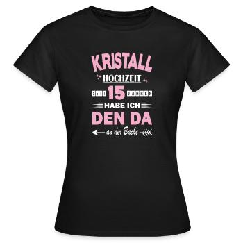 Mariage en cristal 15e anniversaire de mariage Épouse - T-shirt Femme - noir - Devant - AI Model Female 172 dark (172cm)