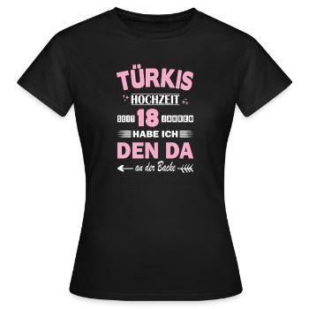 Turquoise Mariage 18e anniversaire de mariage Épouse - T-shirt Femme - noir - Devant - AI Model Female 172 dark (172cm)