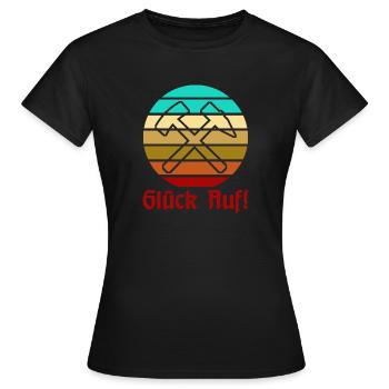 Glück Auf! - Ruhrpott - Zeche - Zollverein - Frauen T-Shirt - Schwarz - Vorne - AI Model Female 172 dark (172cm)