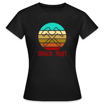 Glück Auf! - Ruhrpott - Zeche - Zollverein - Frauen T-Shirt - Schwarz - Vorne - AI Model Female 172 dark (172cm)