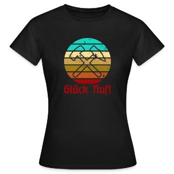 Glück Auf! - Ruhrpott - Zeche - Zollverein - Frauen T-Shirt - Schwarz - Vorne - AI Model Female 172 dark (172cm)
