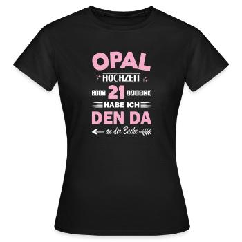 Opal Wedding 21 Wedding Anniversary Anniversary Wife - Women's T-Shirt - black - Front - AI Model Female 172 dark (172cm)