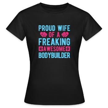 Motivation en forme : Fière épouse d’un bodybuilder cadeau - T-shirt Femme - noir - Devant - AI Model Female 172 dark (172cm)