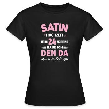 Mariage en satin 24e anniversaire de mariage Épouse - T-shirt Femme - noir - Devant - AI Model Female 172 dark (172cm)