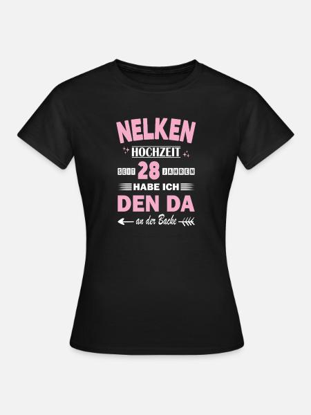 Nelkenhochzeit 28 Hochzeitstag Jahrestag Ehefrau - T-shirt dam - svart
